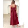 imageANRABESS Sundresses for Women 2025 Summer Casual Sleeveless Square Neck Smocked Flowy Beach Vacation Midi Dress with PocketsBurgundy
