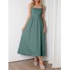 imageANRABESS Sundresses for Women 2025 Summer Casual Sleeveless Square Neck Smocked Flowy Beach Vacation Midi Dress with PocketsGreen