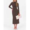 imageANRABESS Women Long Sleeve Bodycon Dress Fall 2025 Mock Neck Formal Elegant Party Wedding Guest Cocktail Long Maxi DressesCoffee
