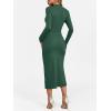 imageANRABESS Women Long Sleeve Bodycon Dress Fall 2025 Mock Neck Formal Elegant Party Wedding Guest Cocktail Long Maxi DressesForest Green