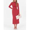 imageANRABESS Women Long Sleeve Bodycon Dress Fall 2025 Mock Neck Formal Elegant Party Wedding Guest Cocktail Long Maxi DressesRed