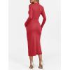 imageANRABESS Women Long Sleeve Bodycon Dress Fall 2025 Mock Neck Formal Elegant Party Wedding Guest Cocktail Long Maxi DressesRed