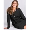 imageANRABESS Women Long Sleeve Button V Neck Oversized Casual Loose Fit Waffle Knit Fall Midi Sweater Dress 2025 Trendy OutfitsBlack