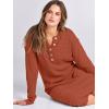imageANRABESS Women Long Sleeve Button V Neck Oversized Casual Loose Fit Waffle Knit Fall Midi Sweater Dress 2025 Trendy OutfitsBrick Red