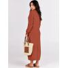 imageANRABESS Women Long Sleeve Button V Neck Oversized Casual Loose Fit Waffle Knit Fall Midi Sweater Dress 2025 Trendy OutfitsBrick Red