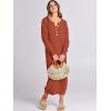imageANRABESS Women Long Sleeve Button V Neck Oversized Casual Loose Fit Waffle Knit Fall Midi Sweater Dress 2025 Trendy OutfitsBrick Red