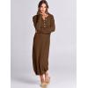 imageANRABESS Women Long Sleeve Button V Neck Oversized Casual Loose Fit Waffle Knit Fall Midi Sweater Dress 2025 Trendy OutfitsBrown