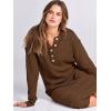 imageANRABESS Women Long Sleeve Button V Neck Oversized Casual Loose Fit Waffle Knit Fall Midi Sweater Dress 2025 Trendy OutfitsBrown