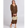 imageANRABESS Women Long Sleeve Button V Neck Oversized Casual Loose Fit Waffle Knit Fall Midi Sweater Dress 2025 Trendy OutfitsBrown