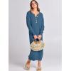 imageANRABESS Women Long Sleeve Button V Neck Oversized Casual Loose Fit Waffle Knit Fall Midi Sweater Dress 2025 Trendy OutfitsDusty Blue