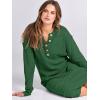 imageANRABESS Women Long Sleeve Button V Neck Oversized Casual Loose Fit Waffle Knit Fall Midi Sweater Dress 2025 Trendy OutfitsGreen