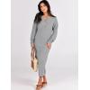 imageANRABESS Women Long Sleeve Button V Neck Oversized Casual Loose Fit Waffle Knit Fall Midi Sweater Dress 2025 Trendy OutfitsGrey