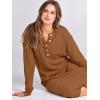 imageANRABESS Women Long Sleeve Button V Neck Oversized Casual Loose Fit Waffle Knit Fall Midi Sweater Dress 2025 Trendy OutfitsLight Khaki