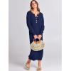 imageANRABESS Women Long Sleeve Button V Neck Oversized Casual Loose Fit Waffle Knit Fall Midi Sweater Dress 2025 Trendy OutfitsNavy Blue