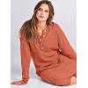 imageANRABESS Women Long Sleeve Button V Neck Oversized Casual Loose Fit Waffle Knit Fall Midi Sweater Dress 2025 Trendy OutfitsOrange
