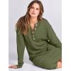 imageANRABESS Women Long Sleeve Button V Neck Oversized Casual Loose Fit Waffle Knit Fall Midi Sweater Dress 2025 Trendy OutfitsPea Green