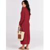 imageANRABESS Women Long Sleeve Button V Neck Oversized Casual Loose Fit Waffle Knit Fall Midi Sweater Dress 2025 Trendy OutfitsRed