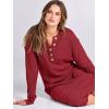 imageANRABESS Women Long Sleeve Button V Neck Oversized Casual Loose Fit Waffle Knit Fall Midi Sweater Dress 2025 Trendy OutfitsRed