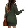 imageANRABESS Women Long Sleeve Turtle Mock Neck Rib Knit Stretch Slim Fitted Bodycon Sweater Mini Short Dress 2025 Fall OutfitsArmy Green