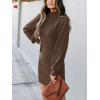 imageANRABESS Women Long Sleeve Turtle Mock Neck Rib Knit Stretch Slim Fitted Bodycon Sweater Mini Short Dress 2025 Fall OutfitsBrown