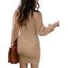 imageANRABESS Women Long Sleeve Turtle Mock Neck Rib Knit Stretch Slim Fitted Bodycon Sweater Mini Short Dress 2025 Fall OutfitsCamel