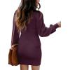 imageANRABESS Women Long Sleeve Turtle Mock Neck Rib Knit Stretch Slim Fitted Bodycon Sweater Mini Short Dress 2025 Fall OutfitsDeep Purple