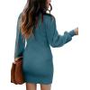 imageANRABESS Women Long Sleeve Turtle Mock Neck Rib Knit Stretch Slim Fitted Bodycon Sweater Mini Short Dress 2025 Fall OutfitsDenim Blue
