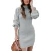imageANRABESS Women Long Sleeve Turtle Mock Neck Rib Knit Stretch Slim Fitted Bodycon Sweater Mini Short Dress 2025 Fall OutfitsGray