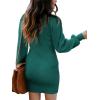 imageANRABESS Women Long Sleeve Turtle Mock Neck Rib Knit Stretch Slim Fitted Bodycon Sweater Mini Short Dress 2025 Fall OutfitsGreen