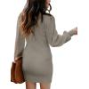 imageANRABESS Women Long Sleeve Turtle Mock Neck Rib Knit Stretch Slim Fitted Bodycon Sweater Mini Short Dress 2025 Fall OutfitsLight Gray Green