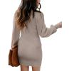 imageANRABESS Women Long Sleeve Turtle Mock Neck Rib Knit Stretch Slim Fitted Bodycon Sweater Mini Short Dress 2025 Fall OutfitsRed Apricot