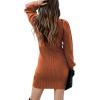 imageANRABESS Women Long Sleeve Turtle Mock Neck Rib Knit Stretch Slim Fitted Bodycon Sweater Mini Short Dress 2025 Fall OutfitsRust Orange