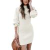 imageANRABESS Women Long Sleeve Turtle Mock Neck Rib Knit Stretch Slim Fitted Bodycon Sweater Mini Short Dress 2025 Fall OutfitsWhite