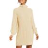 imageANRABESS Women Oversized Sweater Dress Turtleneck Batwing Long Sleeve Ribbed Knit Loose 2025 Fall Winter Casual Short DressApricot