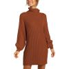 imageANRABESS Women Oversized Sweater Dress Turtleneck Batwing Long Sleeve Ribbed Knit Loose 2025 Fall Winter Casual Short DressCaramel