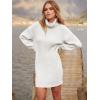 imageANRABESS Women Oversized Sweater Dress Turtleneck Batwing Long Sleeve Ribbed Knit Loose 2025 Fall Winter Casual Short DressWhite