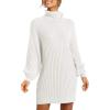 imageANRABESS Women Oversized Sweater Dress Turtleneck Batwing Long Sleeve Ribbed Knit Loose 2025 Fall Winter Casual Short DressWhite