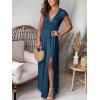 imageANRABESS Women Summer Deep V Neck Short Sleeve Dresses Slit Elegant Wedding Guest Formal Cocktail Evening Maxi Long DressDeep Blue