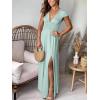 imageANRABESS Women Summer Deep V Neck Short Sleeve Dresses Slit Elegant Wedding Guest Formal Cocktail Evening Maxi Long DressLight Blue