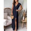 imageANRABESS Women Summer Deep V Neck Short Sleeve Dresses Slit Elegant Wedding Guest Formal Cocktail Evening Maxi Long DressNavy Blue