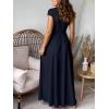 imageANRABESS Women Summer Deep V Neck Short Sleeve Dresses Slit Elegant Wedding Guest Formal Cocktail Evening Maxi Long DressNavy Blue