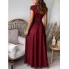 imageANRABESS Women Summer Deep V Neck Short Sleeve Dresses Slit Elegant Wedding Guest Formal Cocktail Evening Maxi Long DressWine Red