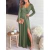 imageANRABESS Women Summer Deep V Neck Short Sleeve Dresses Slit Elegant Wedding Guest Formal Cocktail Evening Maxi Long DressZarmy Green
