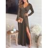 imageANRABESS Women Summer Deep V Neck Short Sleeve Dresses Slit Elegant Wedding Guest Formal Cocktail Evening Maxi Long DressZbrown