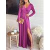 imageANRABESS Women Summer Deep V Neck Short Sleeve Dresses Slit Elegant Wedding Guest Formal Cocktail Evening Maxi Long DressZfushascia Pink