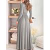 imageANRABESS Women Summer Deep V Neck Short Sleeve Dresses Slit Elegant Wedding Guest Formal Cocktail Evening Maxi Long DressZgray