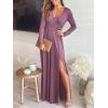 imageANRABESS Women Summer Deep V Neck Short Sleeve Dresses Slit Elegant Wedding Guest Formal Cocktail Evening Maxi Long DressZpink