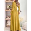 imageANRABESS Women Summer Deep V Neck Short Sleeve Dresses Slit Elegant Wedding Guest Formal Cocktail Evening Maxi Long DressZyellow