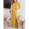 imageANRABESS Women Summer Deep V Neck Short Sleeve Dresses Slit Elegant Wedding Guest Formal Cocktail Evening Maxi Long DressZyellow