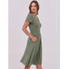 imageANRABESS Women Summer Dress Casual Short Sleeve V Neck ALine Knee Length Pleated Flowy 2025 Fashion Midi Dresses with PocketArmy Green